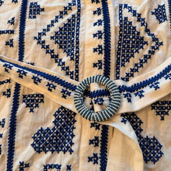 Farm Rio White Beaded Belted Embroidered Mini Dress - Picture 8 of 14